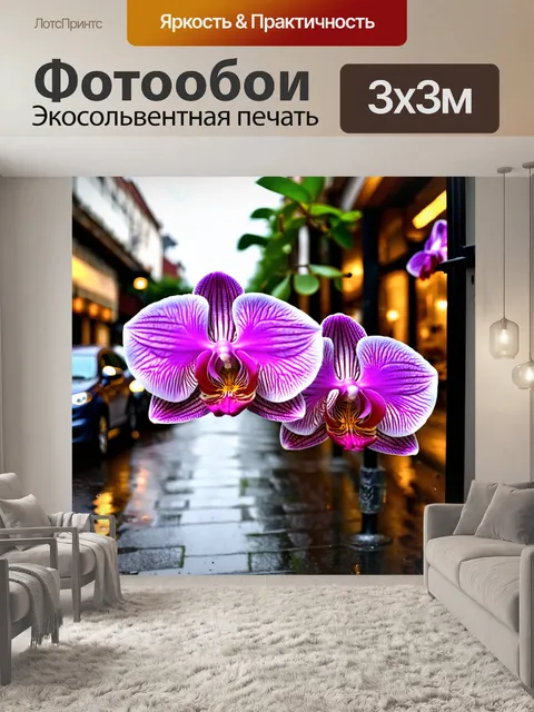 Фотообои орхидея на улице, в дождливый день