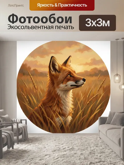 Фотообои Лиса в золотом поле