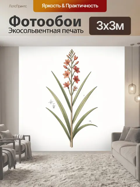 Фотообои Ботаническая иллюстрация цветущего растения