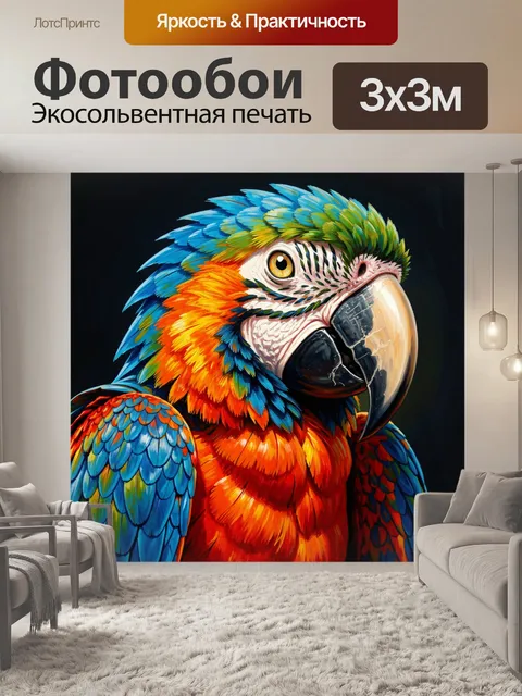 Фотообои Яркий попугай крупным планом