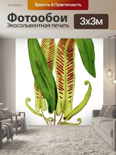 Фотообои Винтажное искусство листьев папоротника