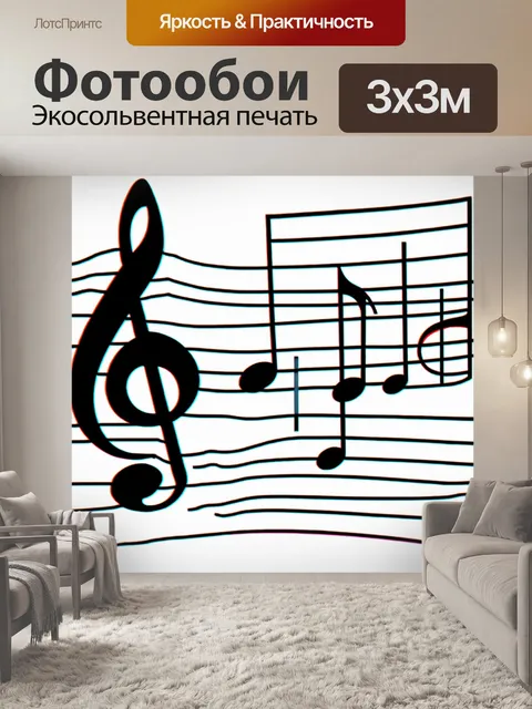 Фотообои искаженные музыкальные ноты