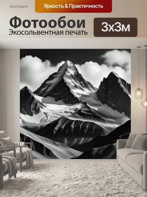 Фотообои изображение горы в черно-белом стиле