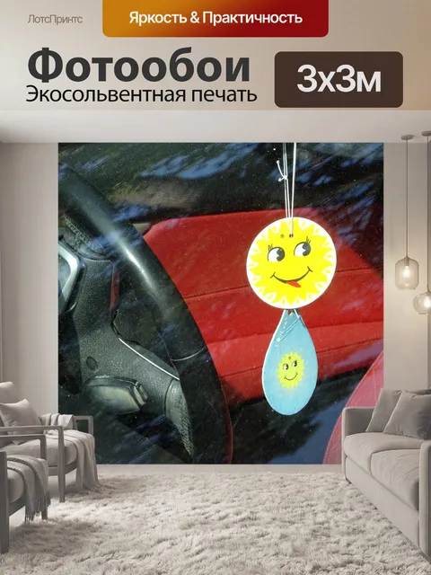 Фотообои Смайлики через ветровое стекло автомобил