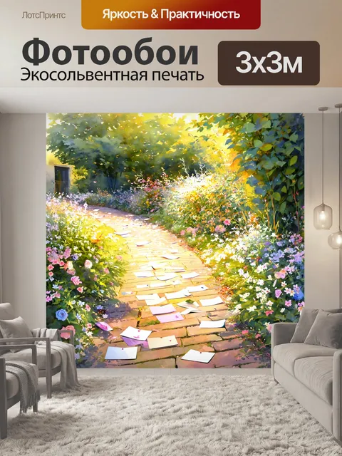 Фотообои ноты, раскатанные по дорожкам старого сада, создают ощущение истории и воспоминаний