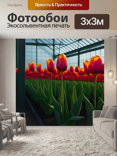 Фотообои вечерние тюльпаны в оранжерее