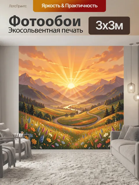 Фотообои Золотая долина гор и дороги
