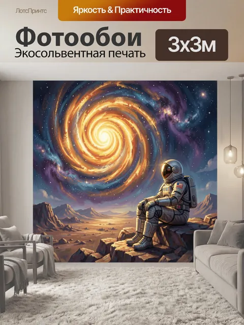Фотообои Космонавт под спиральной галактикой