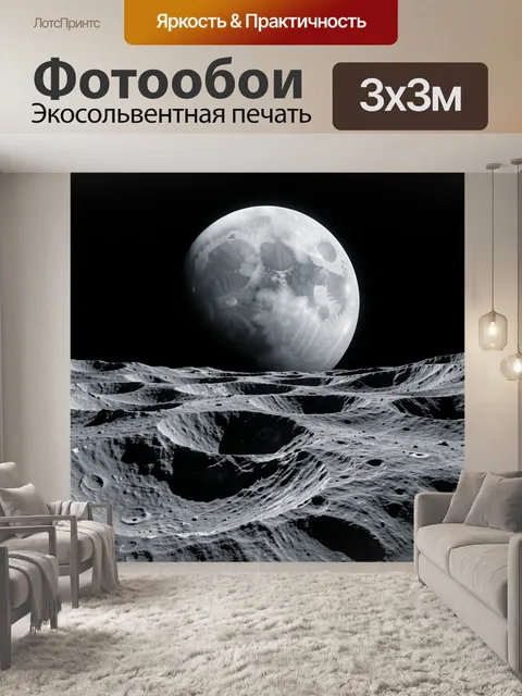 Фотообои Лунный ландшафт с Землей
