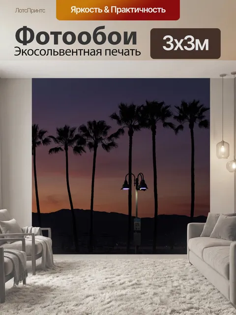 Фотообои Заход пальмы на пляже Венис