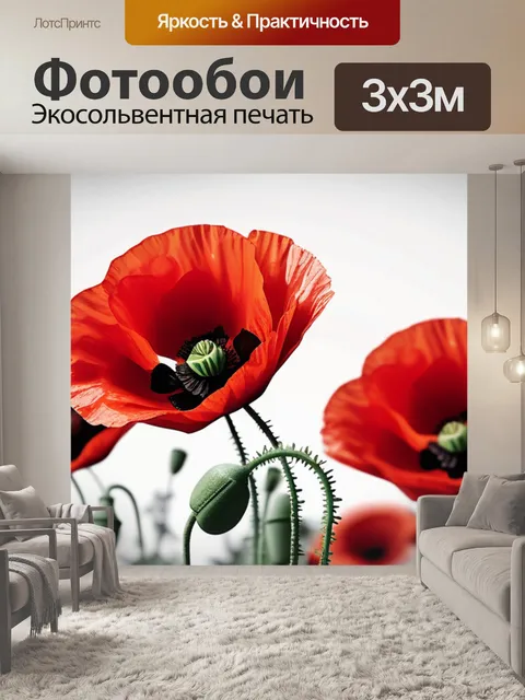 Фотообои с маками минимал