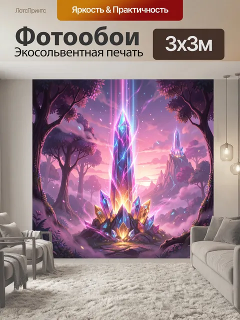Фотообои Сияющий кристалл в лесу