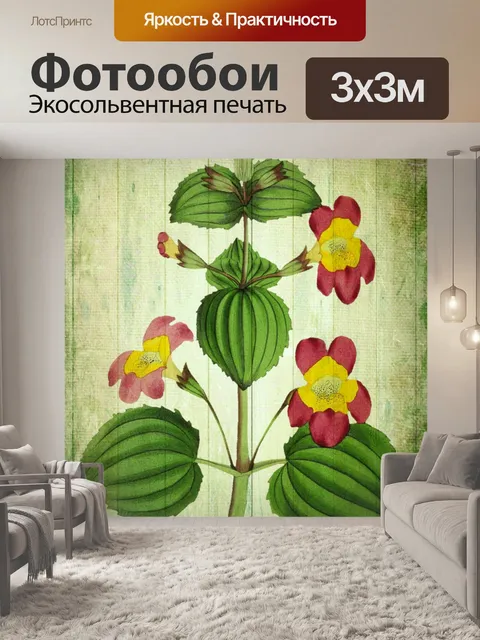 Фотообои Винтажная иллюстрация цветочного искусст