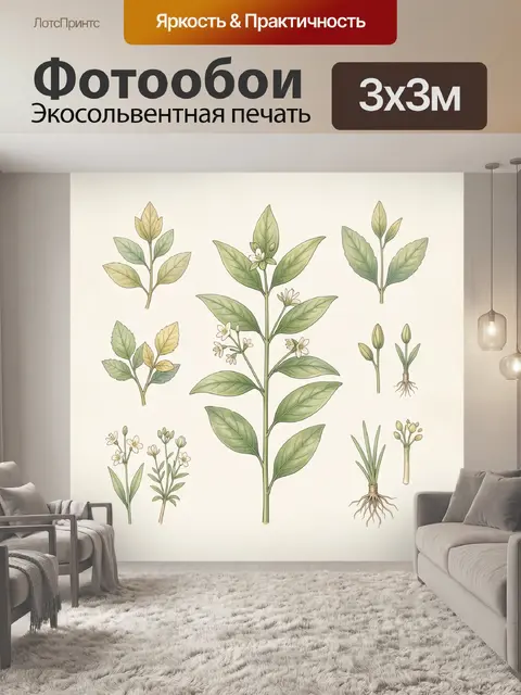Фотообои Ботанические веточки и цветы