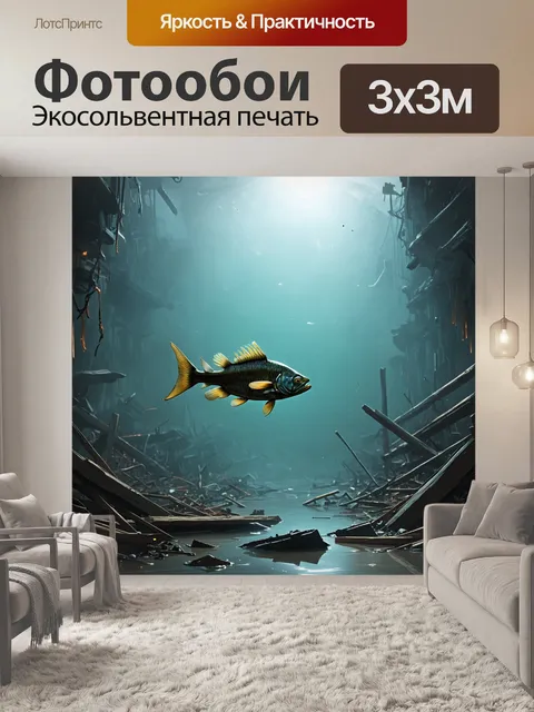 Фотообои постапокалиптический пейзаж с рыбой