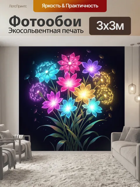 Фотообои Светящиеся фантазийные цветы