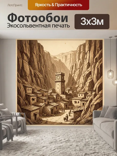 Фотообои Старинный аул в ущелье