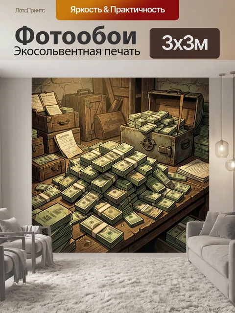 Фотообои Горы купюр в сейфе