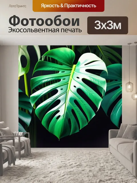 Фотообои с листьями монстеры