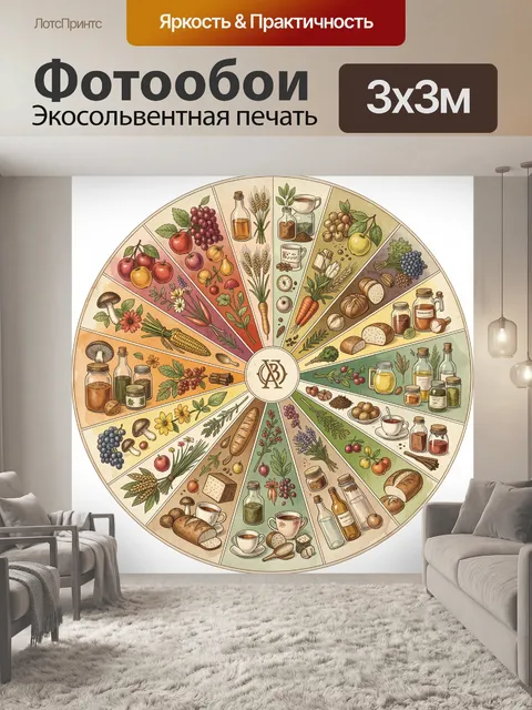 Фотообои Старинная круговая композиция с натюрмортами