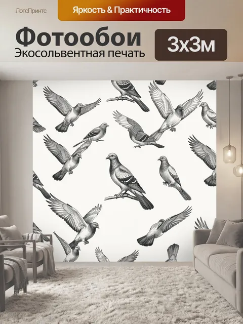 Фотообои Чёрно-белые птицы в полёте