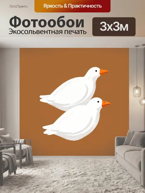Фотообои Две белые птицы на терракоте