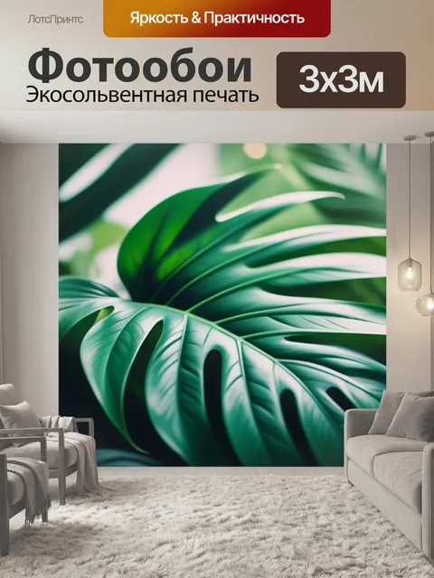 Фотообои с листьями монстеры минимал