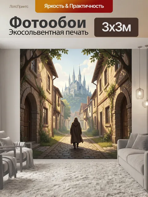 Фотообои Средневековая улица и замок