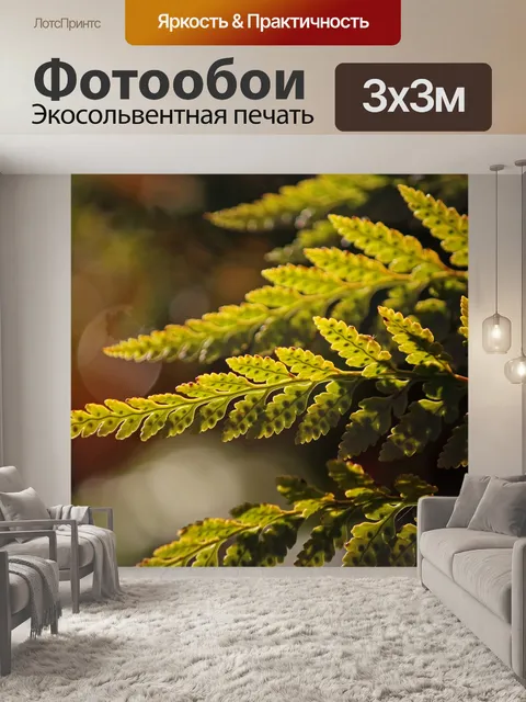 Фотообои светящийся лист папоротника со спорами