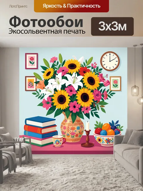 Фотообои Букет подсолнухов и лилий
