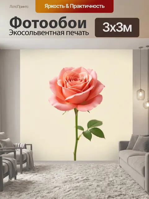 Фотообои Нежная роза на бежевом фоне