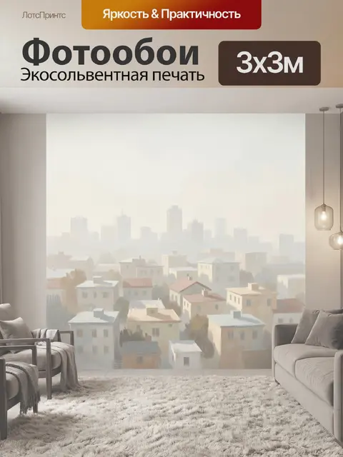 Фотообои Туманный городской пейзаж с домами