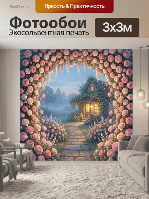 Фотообои Сказочный домик в цветах