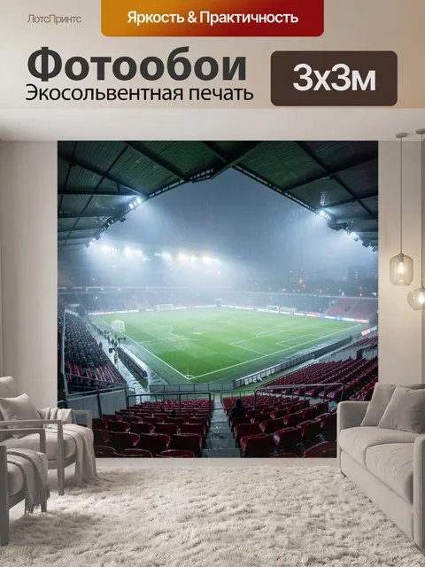 Фотообои Футбольный стадион под дождем