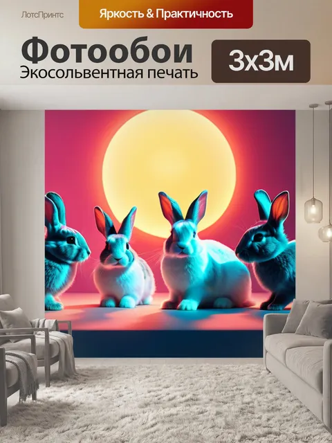 Фотообои с кроликами минимал