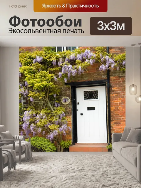 Фотообои Коттедж Дверь с Глициния