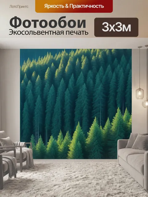 Фотообои пейзаж с хвойным лесом красивый