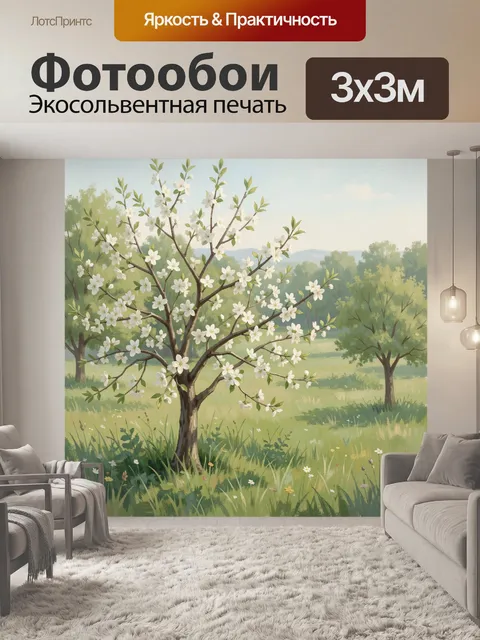 Фотообои Цветущее дерево в весеннем саду