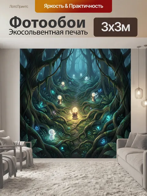 Фотообои Светящиеся духи в лесу