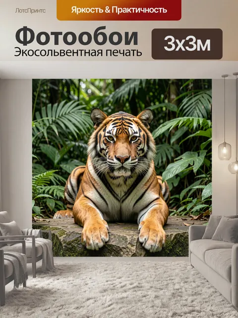 Фотообои Тигр в тропических джунглях