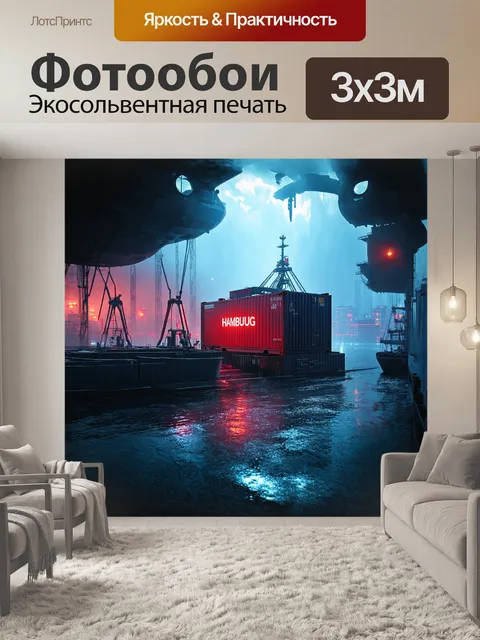 Фотообои фантастический порт гамбурга с футуристическим контейнером