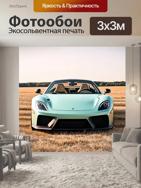 Фотообои спортивная машина на фоне граничного поля