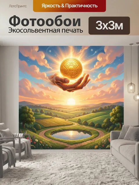 Фотообои Золотой символ над рукой