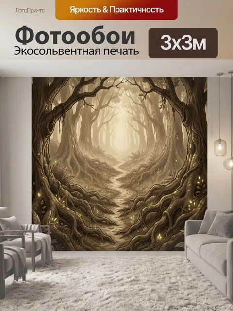Фотообои Лесная арка из корней и ветвей