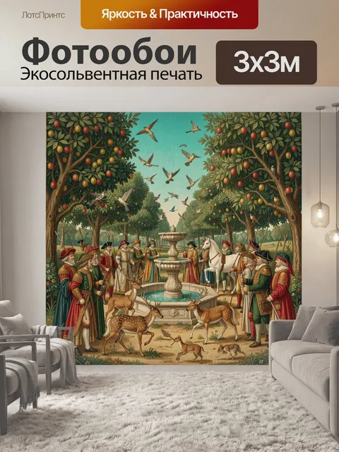 Фотообои Средневековая охота в фруктовом саду