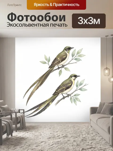 Фотообои Пара птиц на ветках