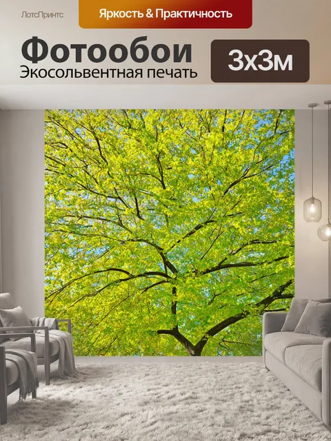Фотообои сильно ветвящееся дерево, его листвы пахнут свежестью весны