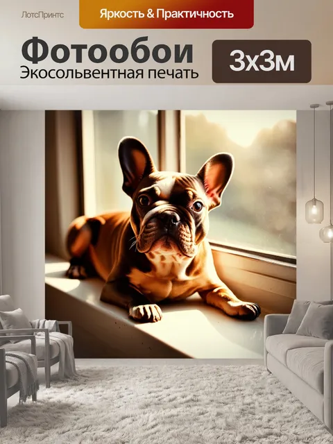 Фотообои стиль ретро-фото французского бульдога с винтажным фильтром
