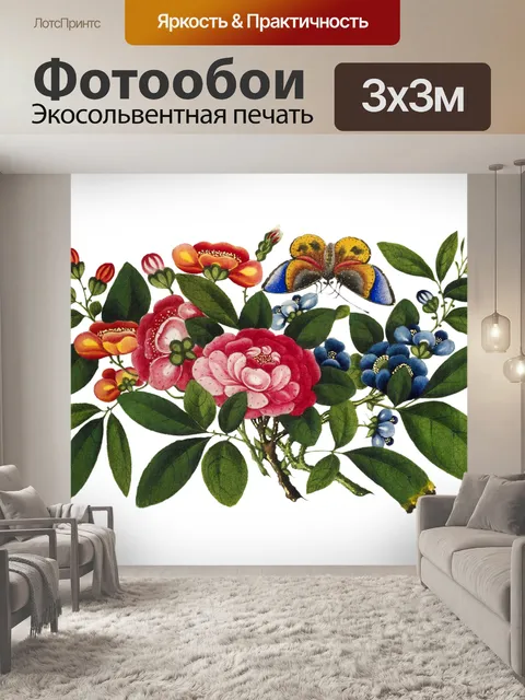 Фотообои Клипарт Vintage butterfly flower