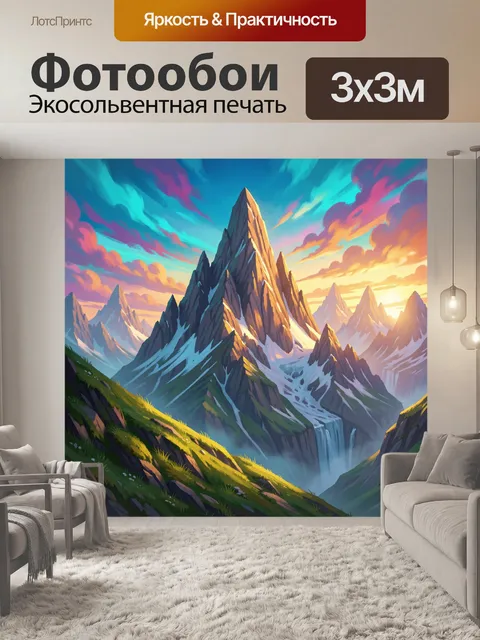 Фотообои Фантазийные снежные вершины на рассвете